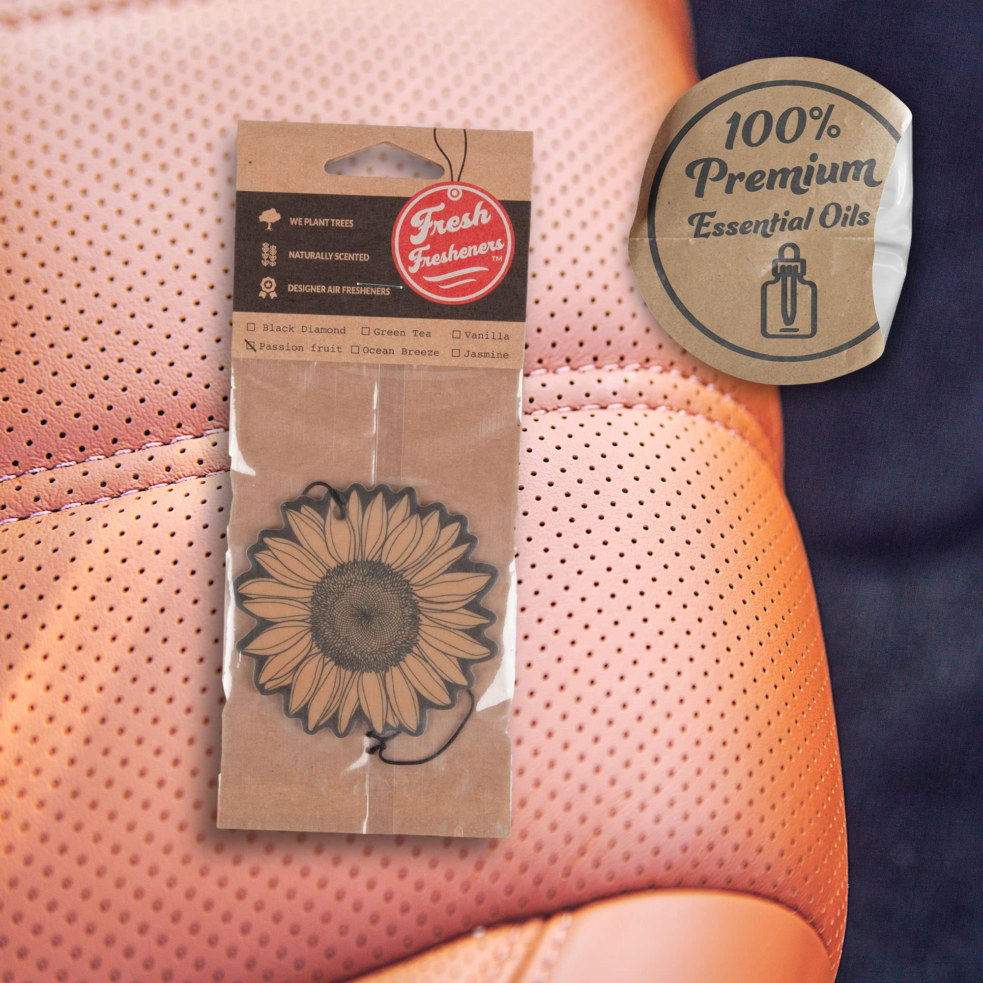 Sunflower Car Air Freshener 3 Pack - Natural Essential Oil Scent for Fresh & Long-Lasting Fragrance | Perfect for Cars, Trucks & Home Use