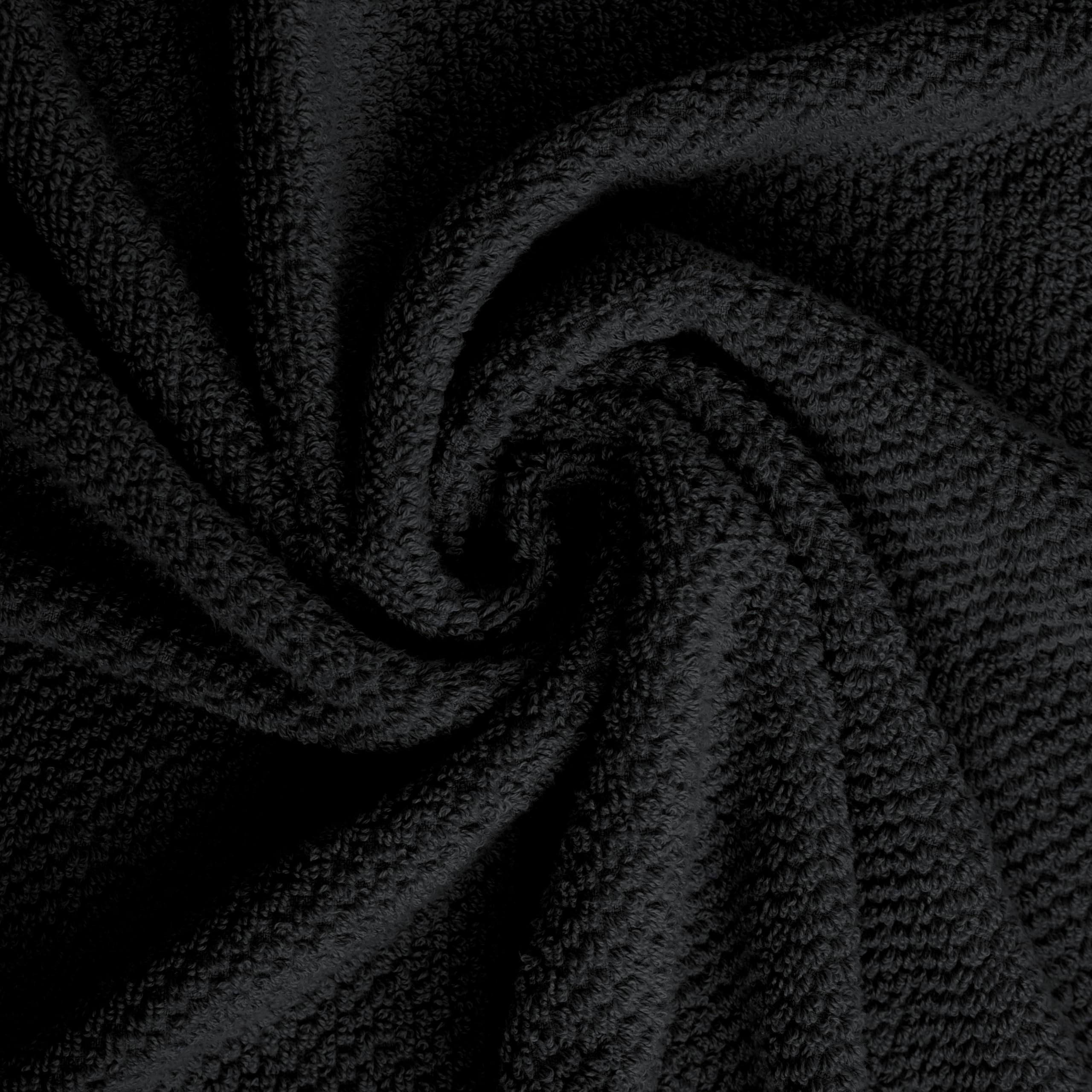 Premium 8-Piece Popcorn Textured Luxury Towel Set - 2 Extra Large Bath Towels, 2 Hand Towels, 4 Washcloths | 100% Cotton Plush Hotel Quality Super Absorbent | Perfect for Bathroom, Spa & Guest Use (Black)