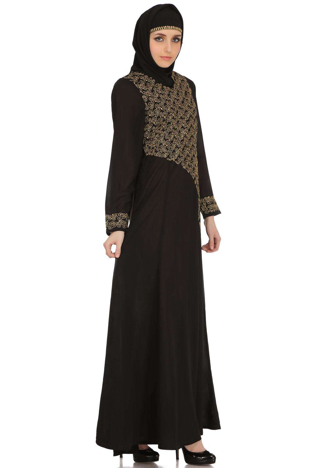 Malika Black Nida Abaya - Elegant Muslim Prayer Dress for Women | Perfect for Mosque, Islamic Events & Modest Fashion