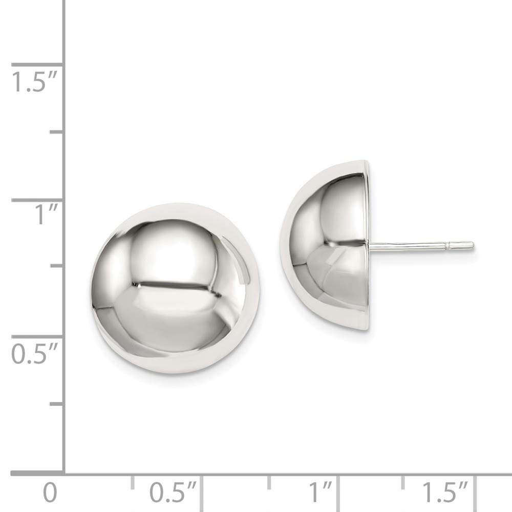 Sterling Silver 16mm Half Ball Stud Earrings for Women - Hypoallergenic Fashion Jewelry Gift for Everyday Wear & Special Occasions