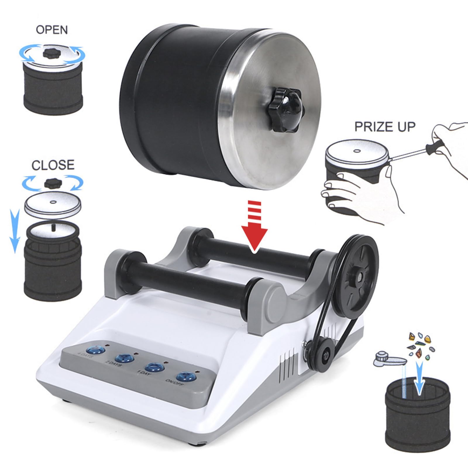 Electric Rock Tumbler Kit - Professional Gemstone Polisher Machine for DIY Jewelry Making, Stone Polishing Toy for Kids & Adults | Great for Science Projects, Crafting, and Educational Gifts