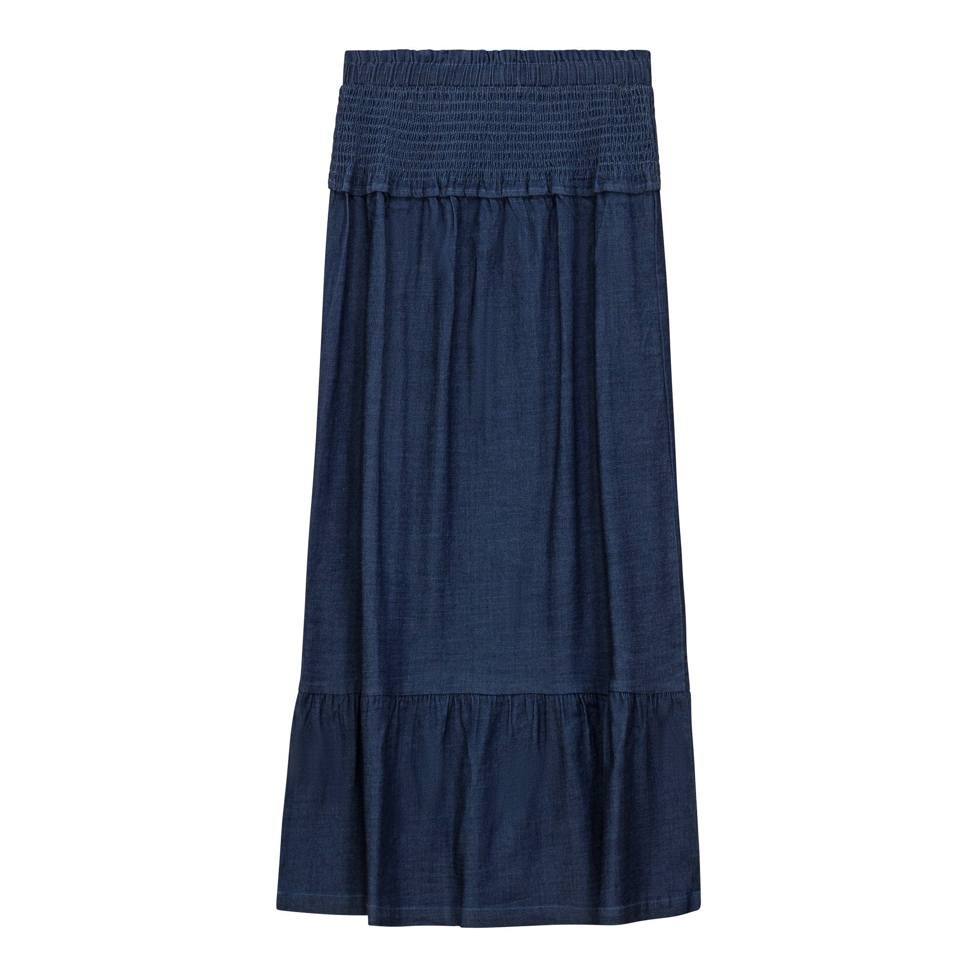 Stylish Denim Smoked Yoke Skirt for Women - Vintage High Waisted A-Line Skirt - Perfect for Casual Outfits, Date Nights & Office Wear
