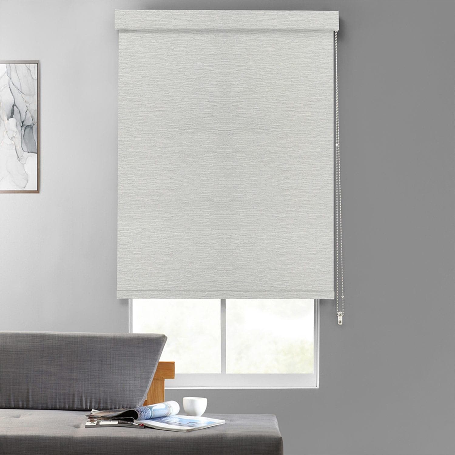 Blackout Roller Shades for Windows - Huckaback Textured Fabric, Light Blocking & Privacy - Perfect for Bedrooms, Living Rooms & Home Offices