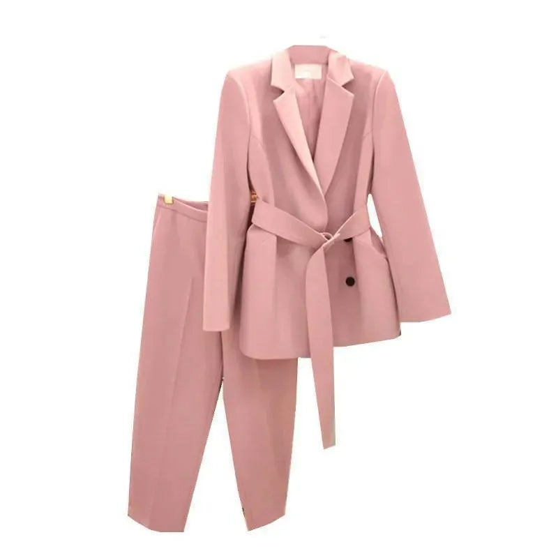 Stylish Women's Belted Pantsuit - Professional Office Wear & Formal Business Attire for Work, Interviews & Special Occasions