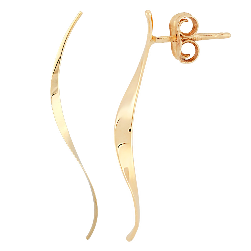 14K Gold Long Curve Earrings for Women - Elegant Dangle Drop Earrings for Party, Wedding & Everyday Wear | Hypoallergenic Luxury Jewelry Gift
