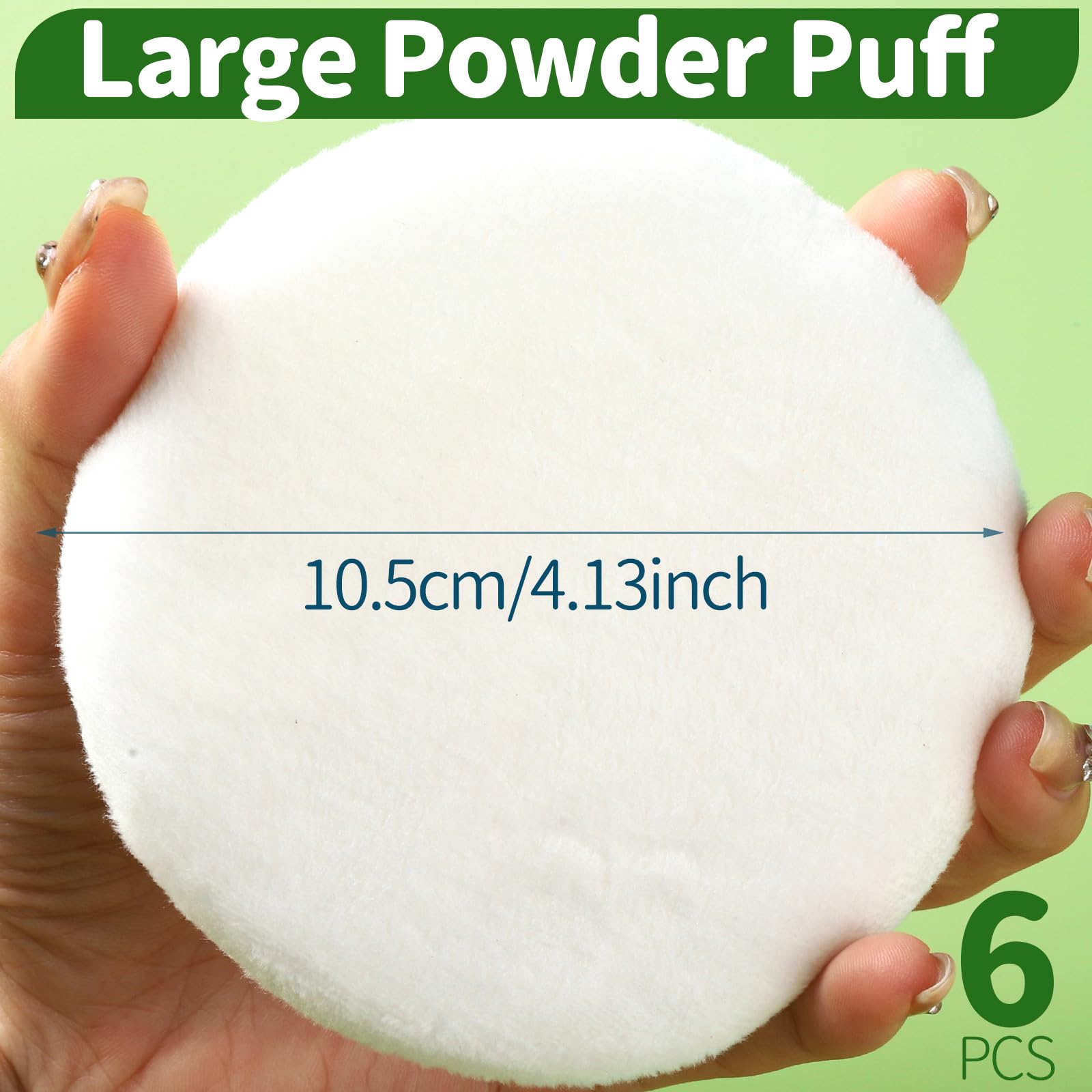 Teenitor 6-Piece Large Powder Puff Set - 4.13 Inch Round Velour Body Powder Puffs for Loose Powder | Perfect for Makeup Application, Body Powder & Setting Powder | Ideal for Professional Makeup Artists & Home Use