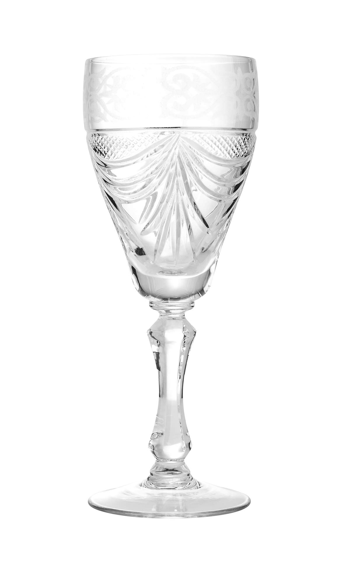 Premium Russian Cut Crystal Wine Glasses Set of 6 - 7oz (200ml) Elegant Stemware for Parties, Weddings & Special Occasions - Perfect for Red Wine, Champagne & Cocktail Serving