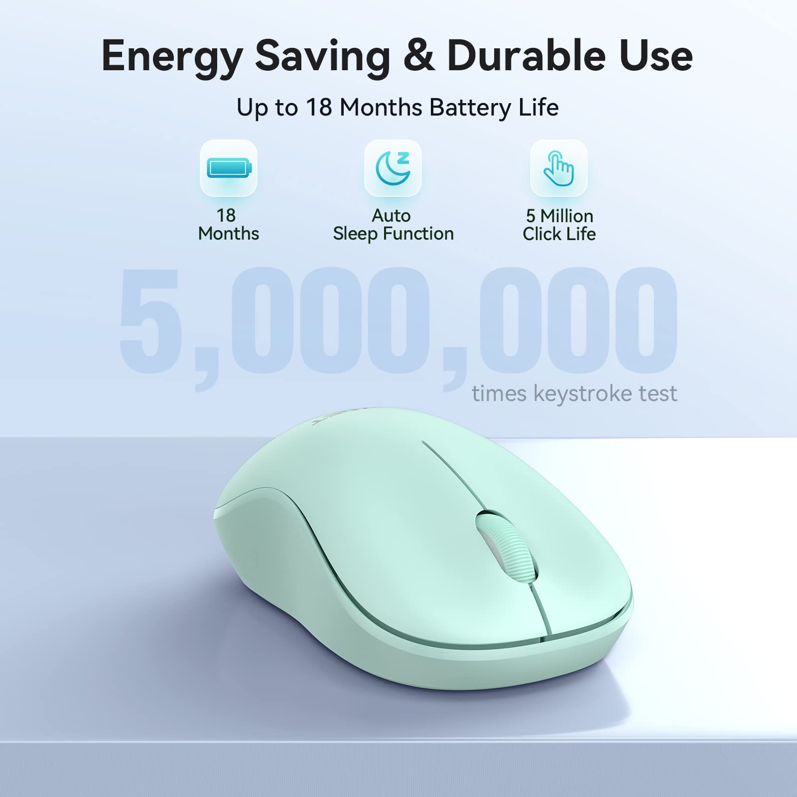 TECKNET Wireless Mouse for Laptop & PC - 2.4G Ergonomic Portable Mouse with Plug & Play, Compact Design for Mac, Windows - Perfect for Office, Travel & Home Use (Green)