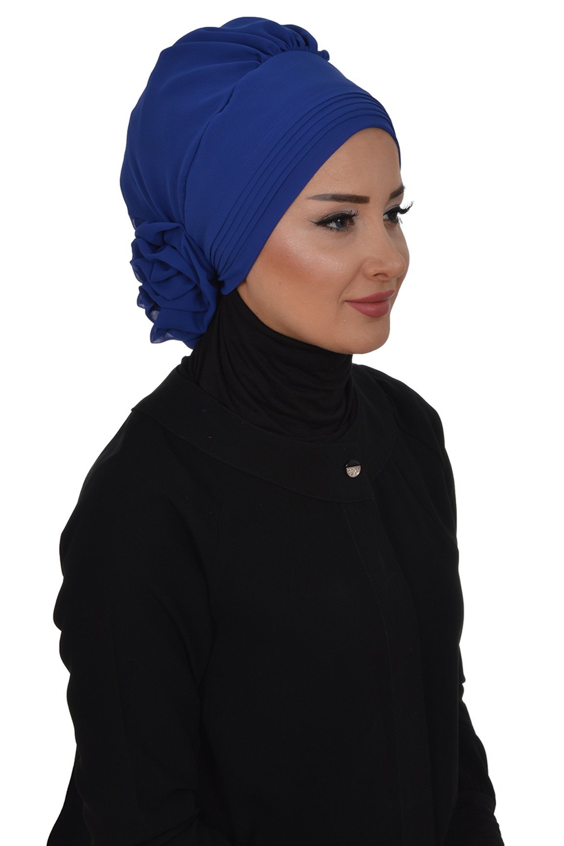 Royal Blue Instant Chiffon Turban Hijab - Soft & Breathable Head Wrap for Women - Perfect for Daily Wear, Prayer, and Special Occasions