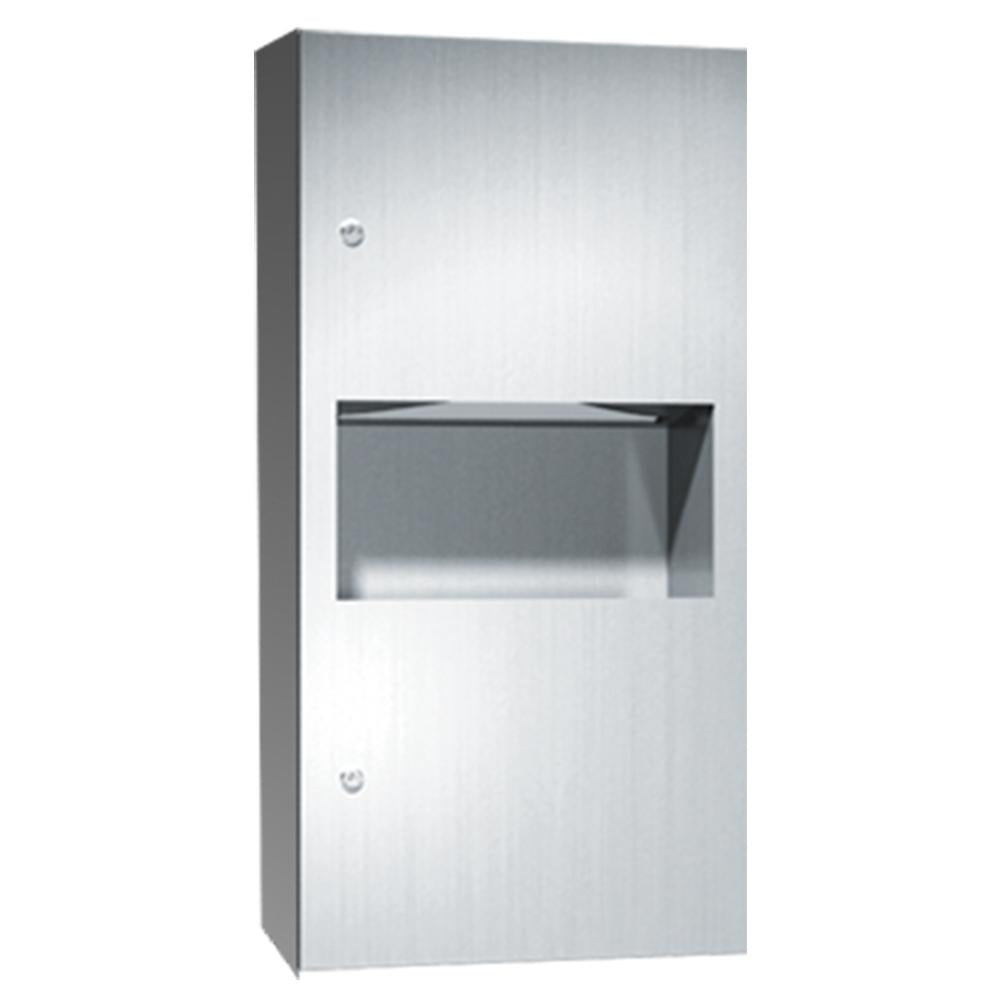 ASI 64623 9 Simplicity Paper Towel Dispenser with Removable Waste Bin - Satin Finish Surface Mount for Kitchen, Bathroom & Office Use