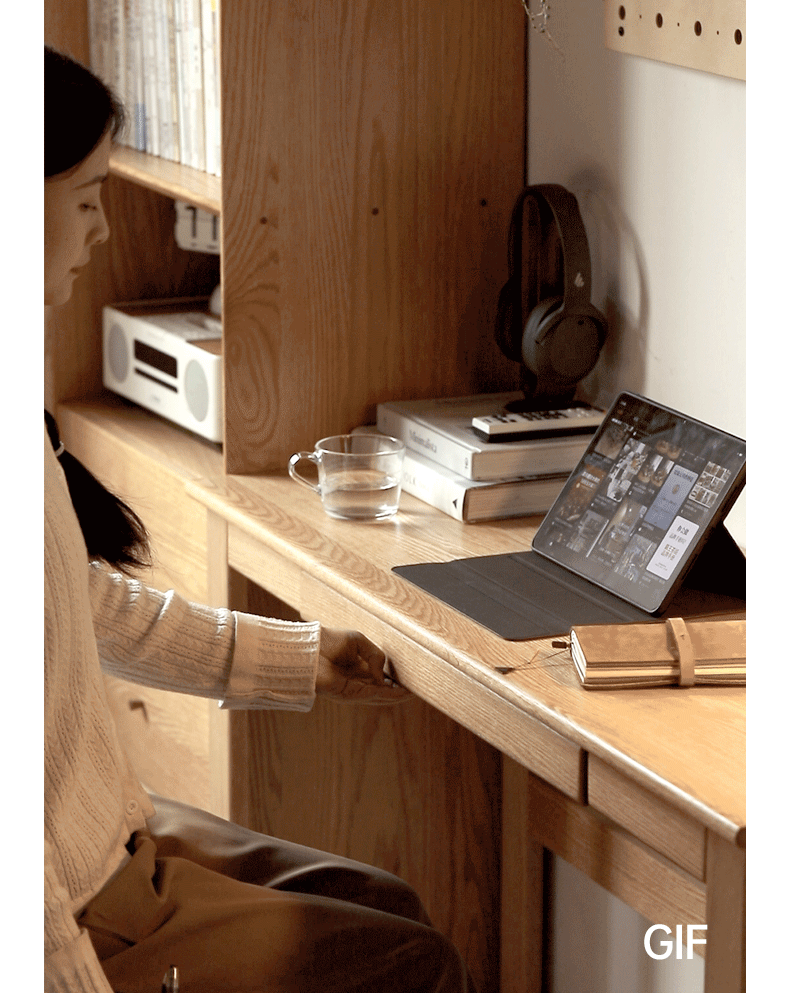 Solid Oak Retractable Writing Desk - Narrow Space-Saving Home Office Desk for Small Rooms & Apartments | Perfect for Study, Work & Remote Learning