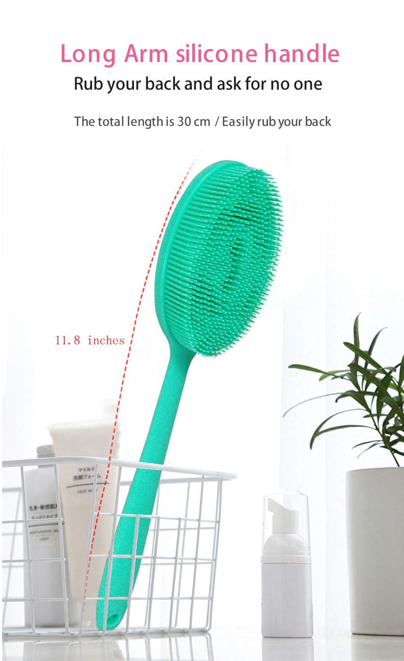 Exfoliating Silicone Loofah Scrubber - 2 in 1 Face & Body Wash Sponge for Shower & Bath | Gentle Skin Cleansing Brush | Pink Bath Accessories for Spa, Exfoliation & Daily Skincare Routine