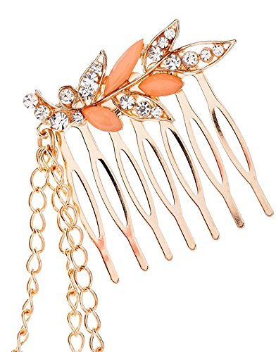 Shining Diva Golden Metal Hair Comb Clip for Women - Cinderella Collection | Elegant Bridal & Prom Hair Accessories for Weddings, Parties & Special Occasions