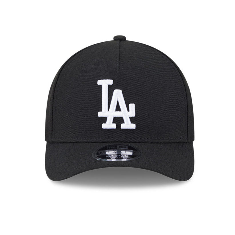 New Era 9Forty M Crown A Frame Los Angeles Dodgers Snapback Hat - Black & White Adjustable Baseball Cap for Men & Women - Perfect for Games, Streetwear & Sports Fan Fashion