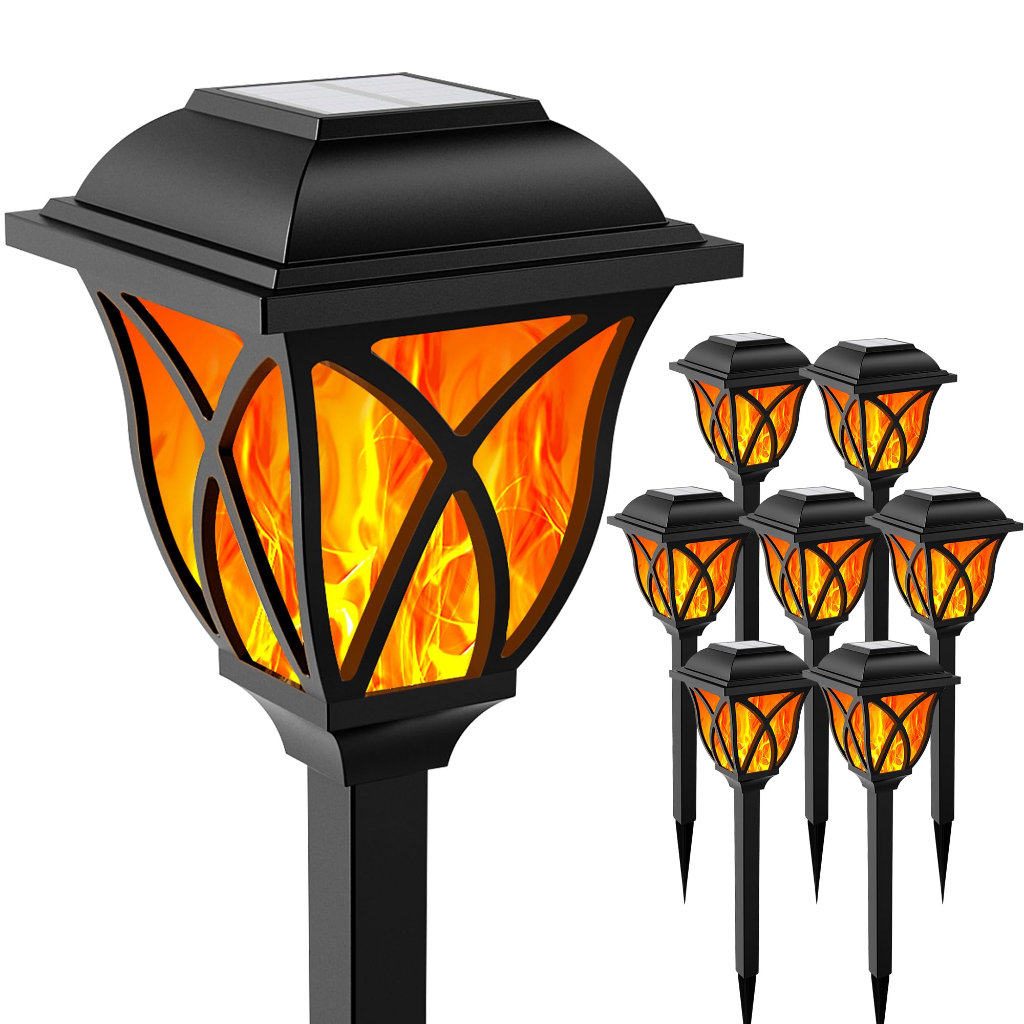 8 Pack Solar Torch Lights Outdoor Waterproof - Flickering Flame LED Garden Decor for Porch, Yard, Patio, Pathway & Camping | Solar Powered Landscape Lighting for Backyard, Deck & Balcony Decorations