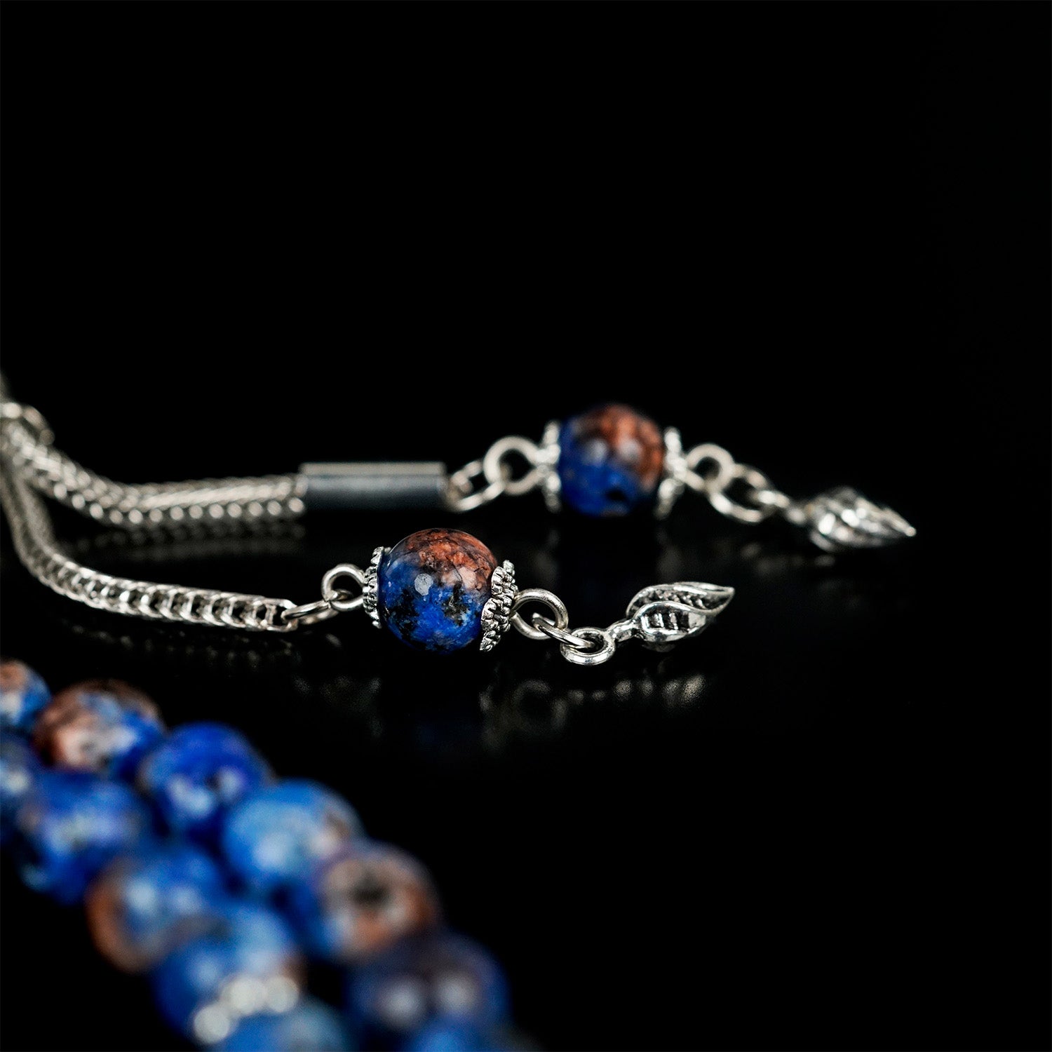 Premium Islamic Prayer Beads - Aqua Blue & Black Speckled Dhikr Beads for Meditation, Zikr & Spiritual Healing | Perfect for Daily Worship, Stress Relief & Mindful Reflection