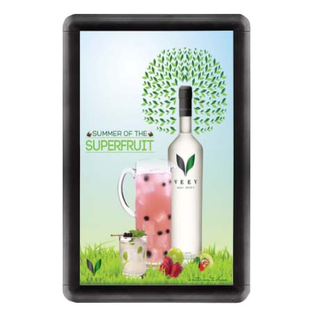 22x28 Wall Snap Frame Poster Sign Holder with Rounded Corners - Black Aluminum Frame for Retail, Office, and Home Decor