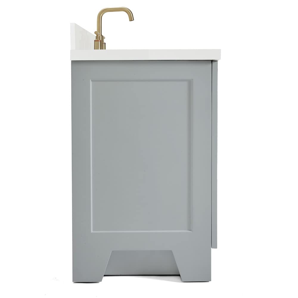 ARIEL Taylor 37-inch Left Offset Rectangle Bathroom Vanity with White Quartz Countertop - Modern Grey Sink Cabinet for Small Spaces | Perfect for Powder Rooms, Guest Baths & Apartment Renovations