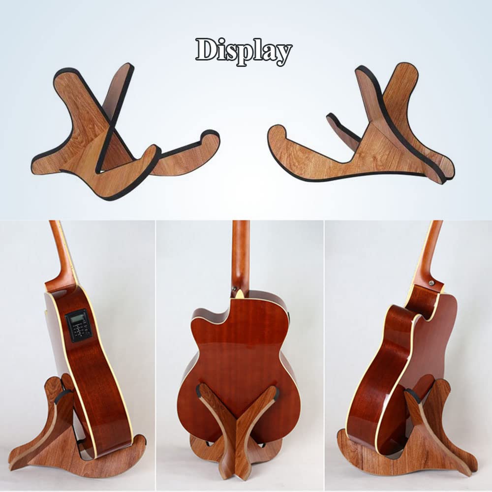 Universal Portable Wooden Guitar Stand for Acoustic & Classical Guitars - Non-Slip EVA Padding - Compact Folding Design for Home, Studio & Travel - Perfect for Practice, Performance & Storage