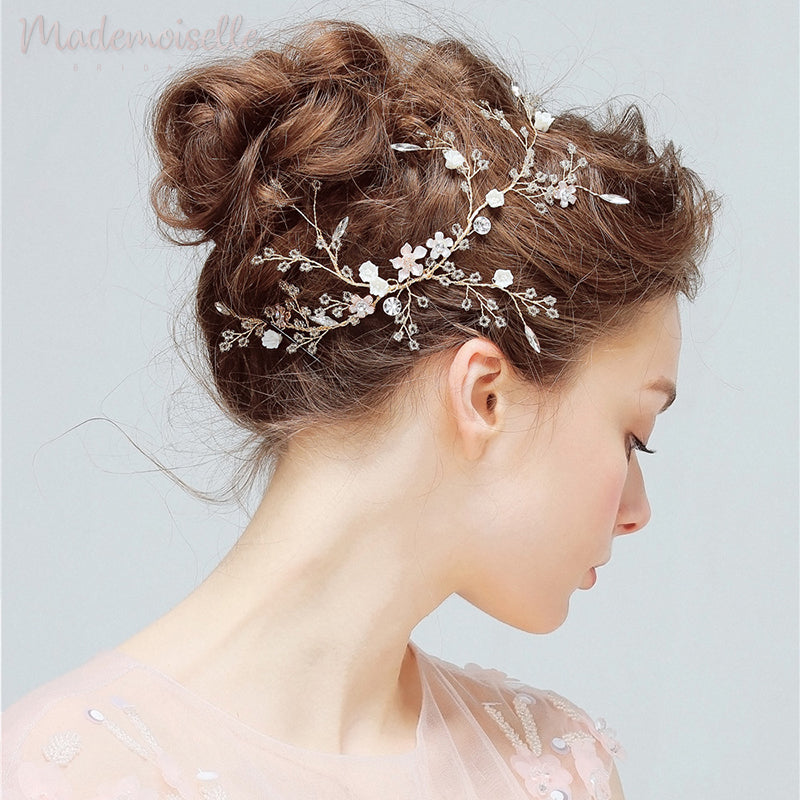 Sugar Flower Branch Hair Vine - Elegant Floral Hair Accessory for Weddings, Parties & Boho Style (Perfect for Brides, Bridesmaids & Festival Looks)