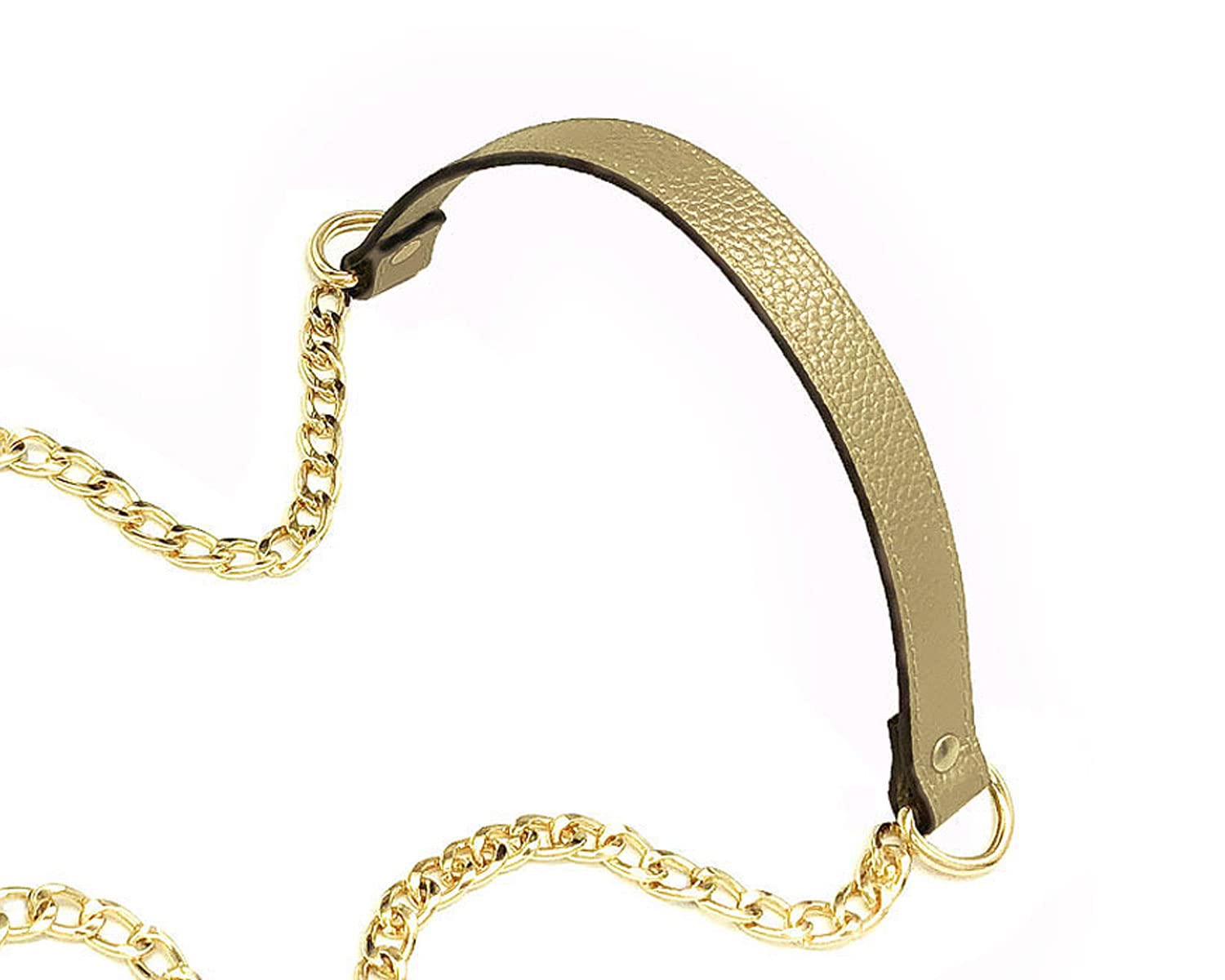 VanEnjoy Replacement Chain & Genuine Leather Shoulder Crossbody Strap (Gold) - Adjustable Purse Strap for Handbags, Totes & Messenger Bags | Fashionable Accessory for Women's Daily Use, Work & Travel