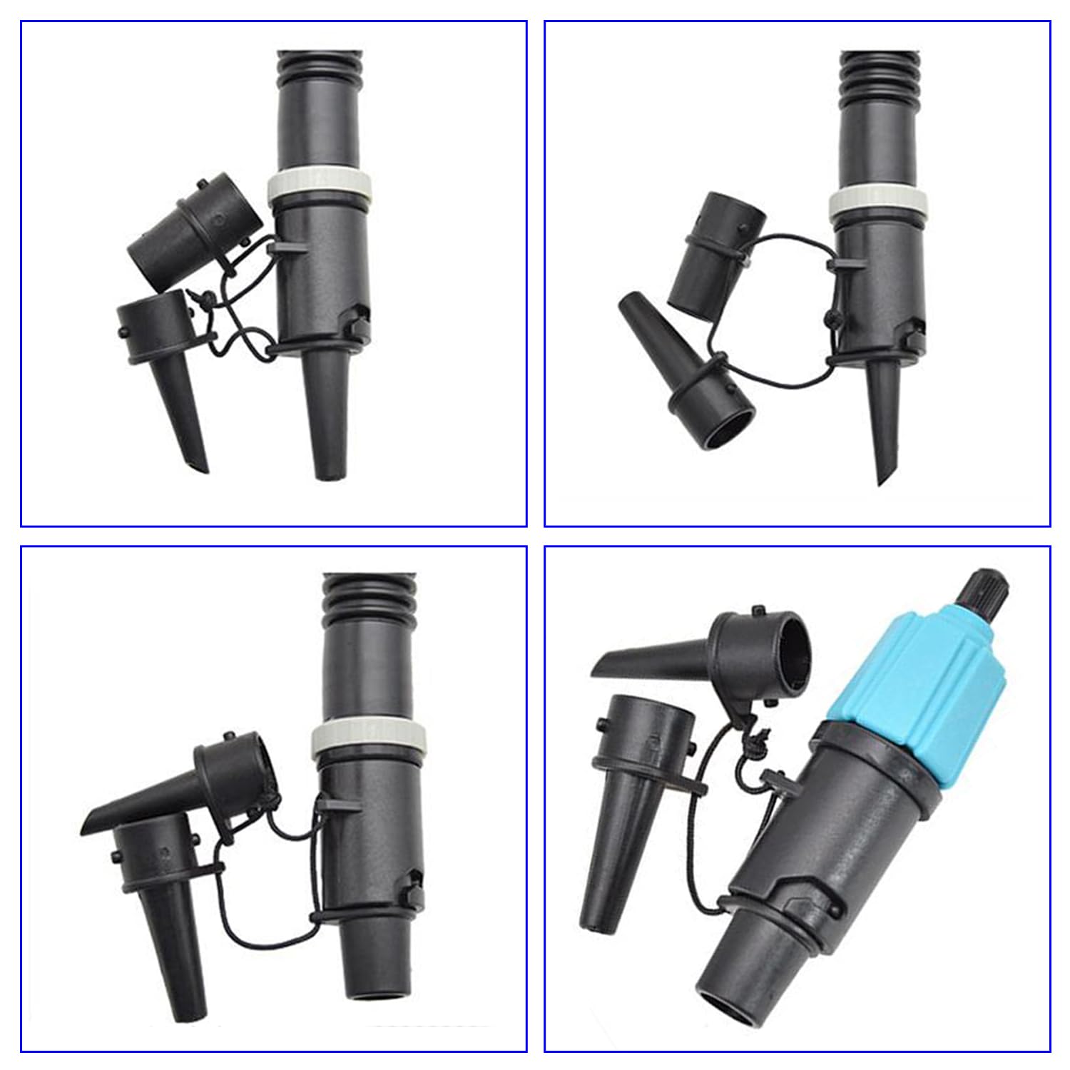 4 Pcs Inflatable Pump Nozzles for Electric Paddle Board Pumps - SUP Air Valve Adapters with Spoke Plate Attachment | Universal Air Pump Accessories for Water Sports Equipment (Kayak, SUP, Inflatable Boat)