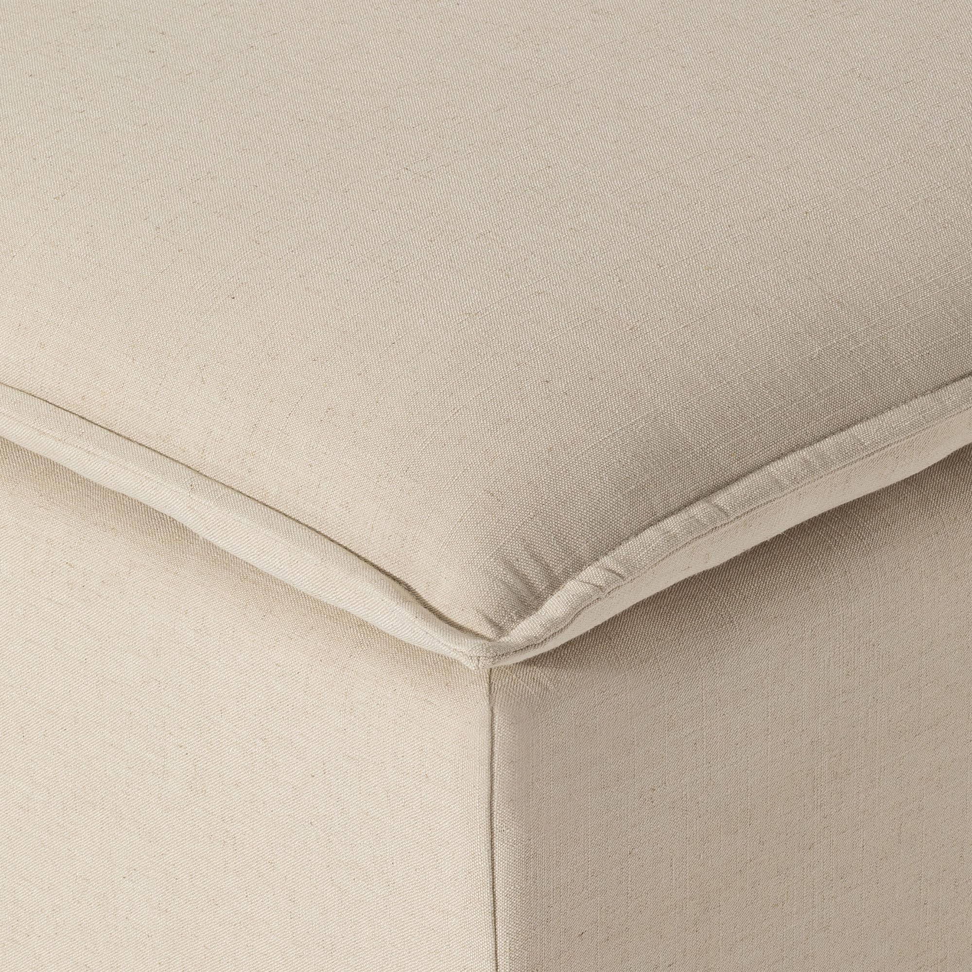 Large Square Rustic Upholstered Ottoman with Cushion | Taupe Fabric Footrest for Living Room, Bedroom & Dorm | Perfect for Lounging, Extra Seating & Home Decor