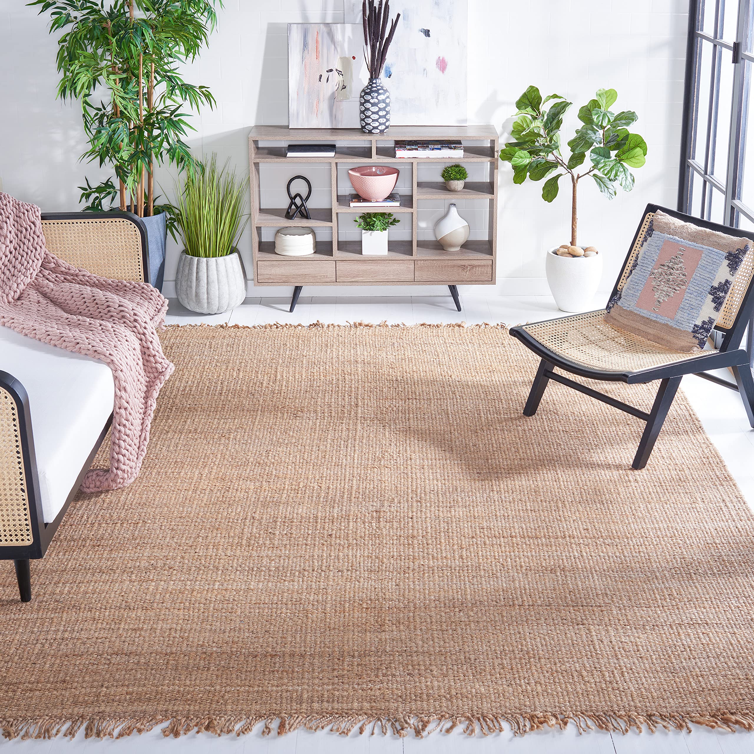 SAFAVIEH Handmade Boho Jute Area Rug 9' x 12' - Natural Fiber Woven with Fringe, Eco-Friendly & Durable for High Traffic Areas | Perfect for Living Room, Bedroom & Bohemian Home Decor
