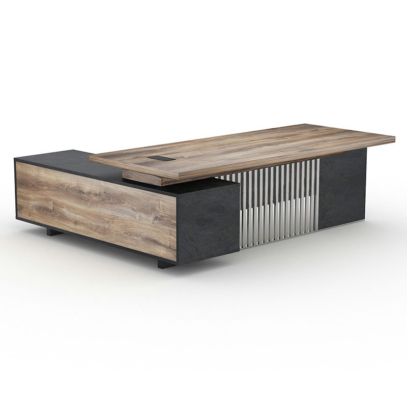 Premium DAXTON Executive Desk with Right Return 2.4M - Warm Oak & Black Finish - Perfect for Home Office & Corporate Workspaces