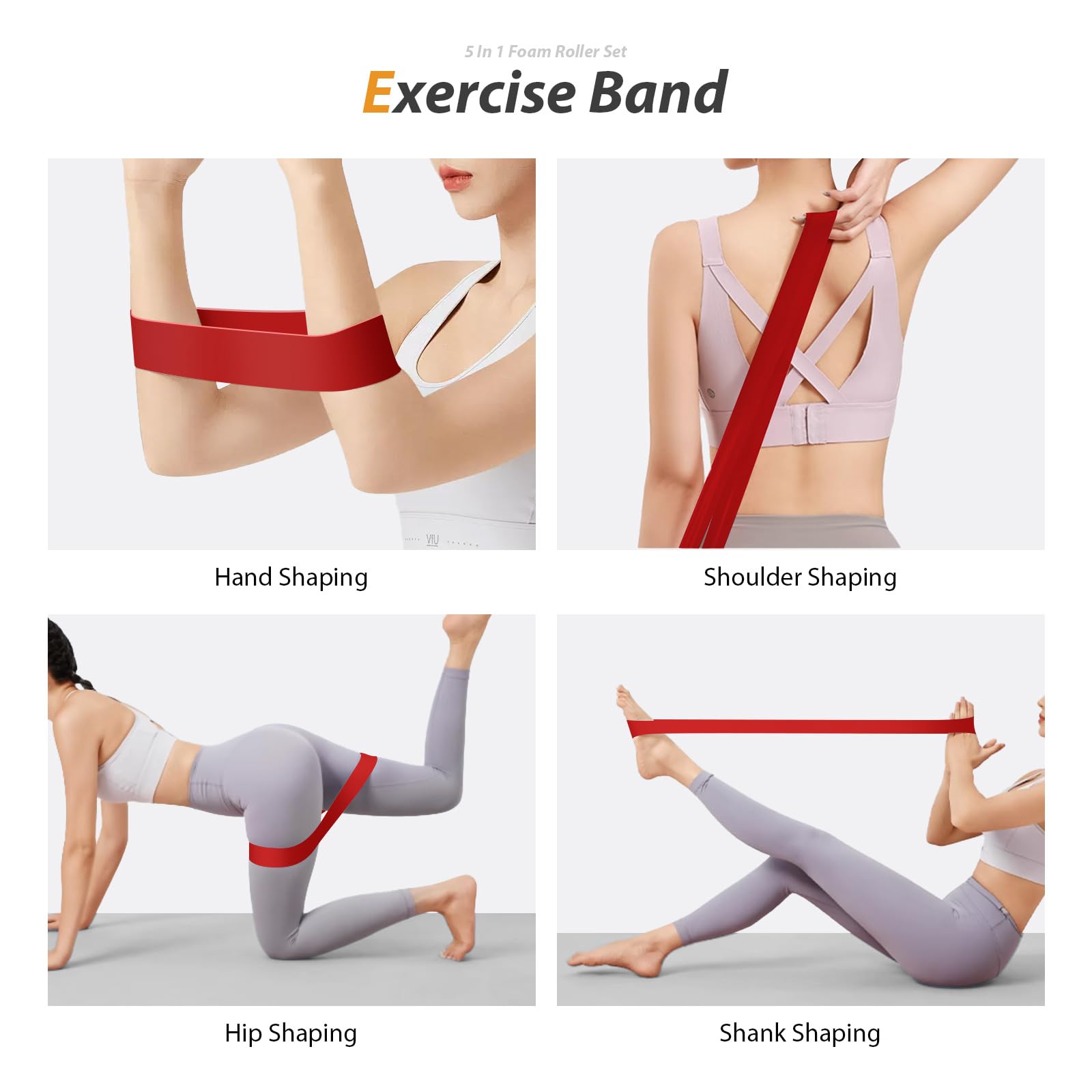5-in-1 Foam Roller Set for Deep Tissue Massage - Trigger Point Roller, Massage Stick, Therapy Ball & Resistance Band - Perfect for Yoga, Pilates, Fitness & Full Body Workout (Orange-Black) - Home Gym & Physical Therapy Essential