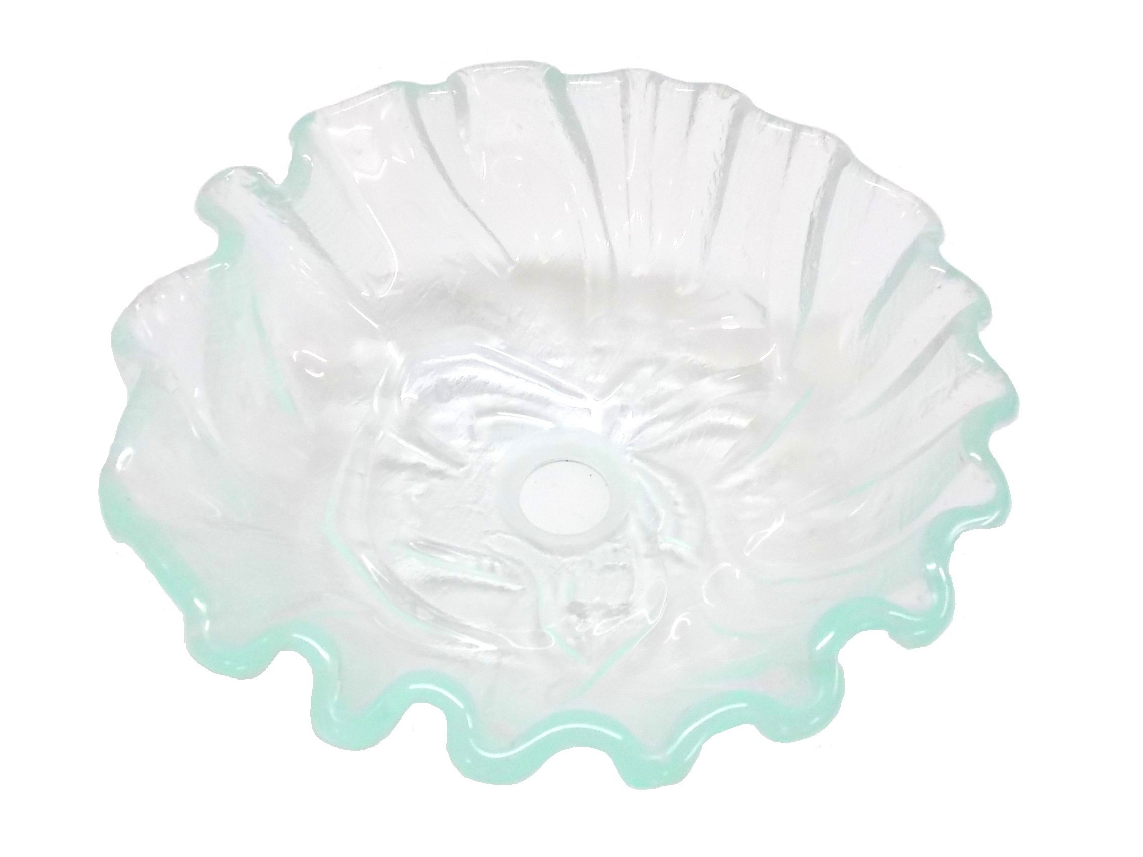 14 Inch Small Clear Freeform Wave Glass Vessel Sink - Modern Bathroom Vanity Sink for Powder Room, Guest Bath & Contemporary Home Decor