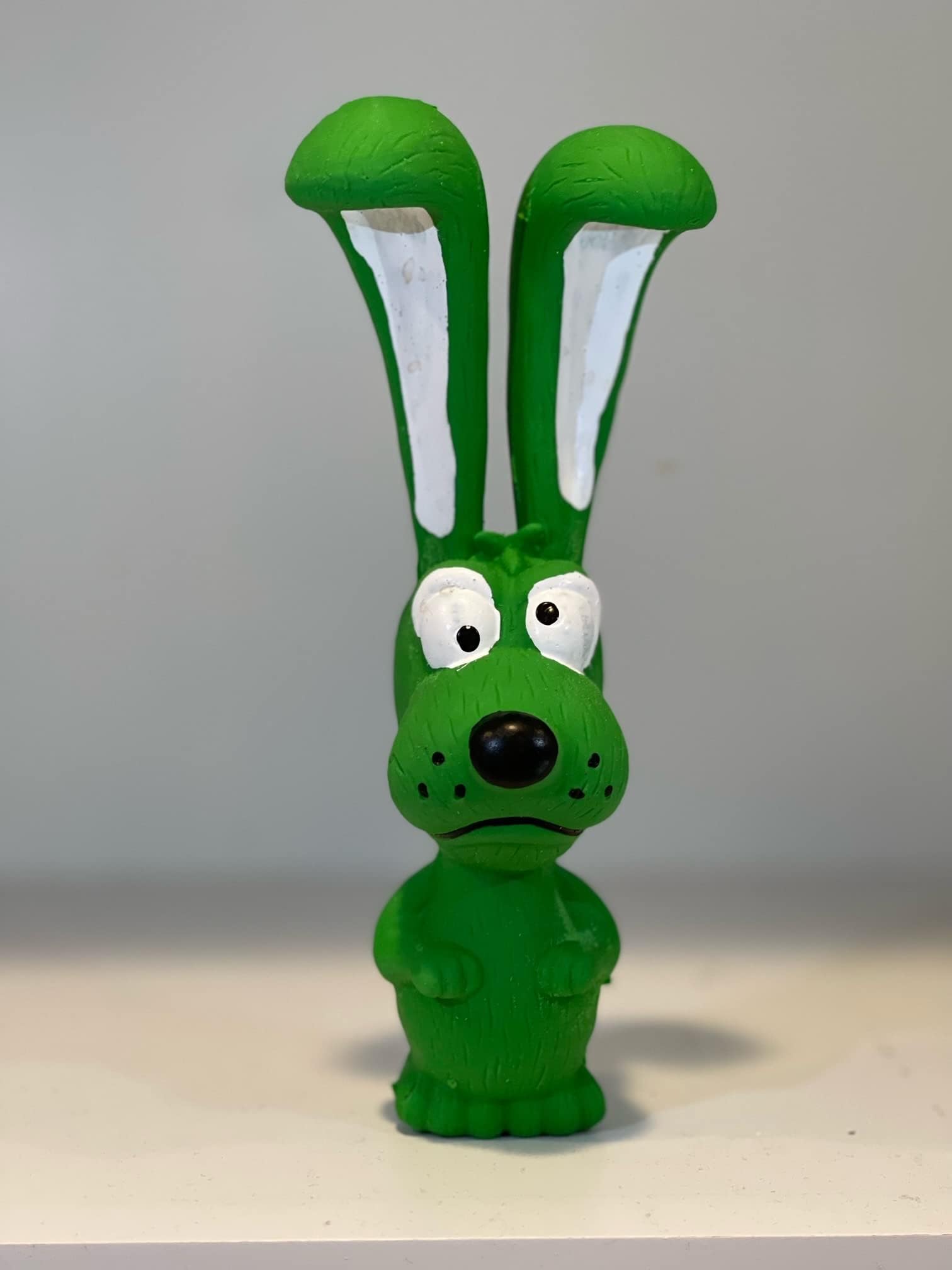 Eco-Friendly Squeaky Plastic Rabbit Dog Toy for Small & Medium Dogs - Green Chew-Resistant Puppy Toy for Indoor & Outdoor Playtime