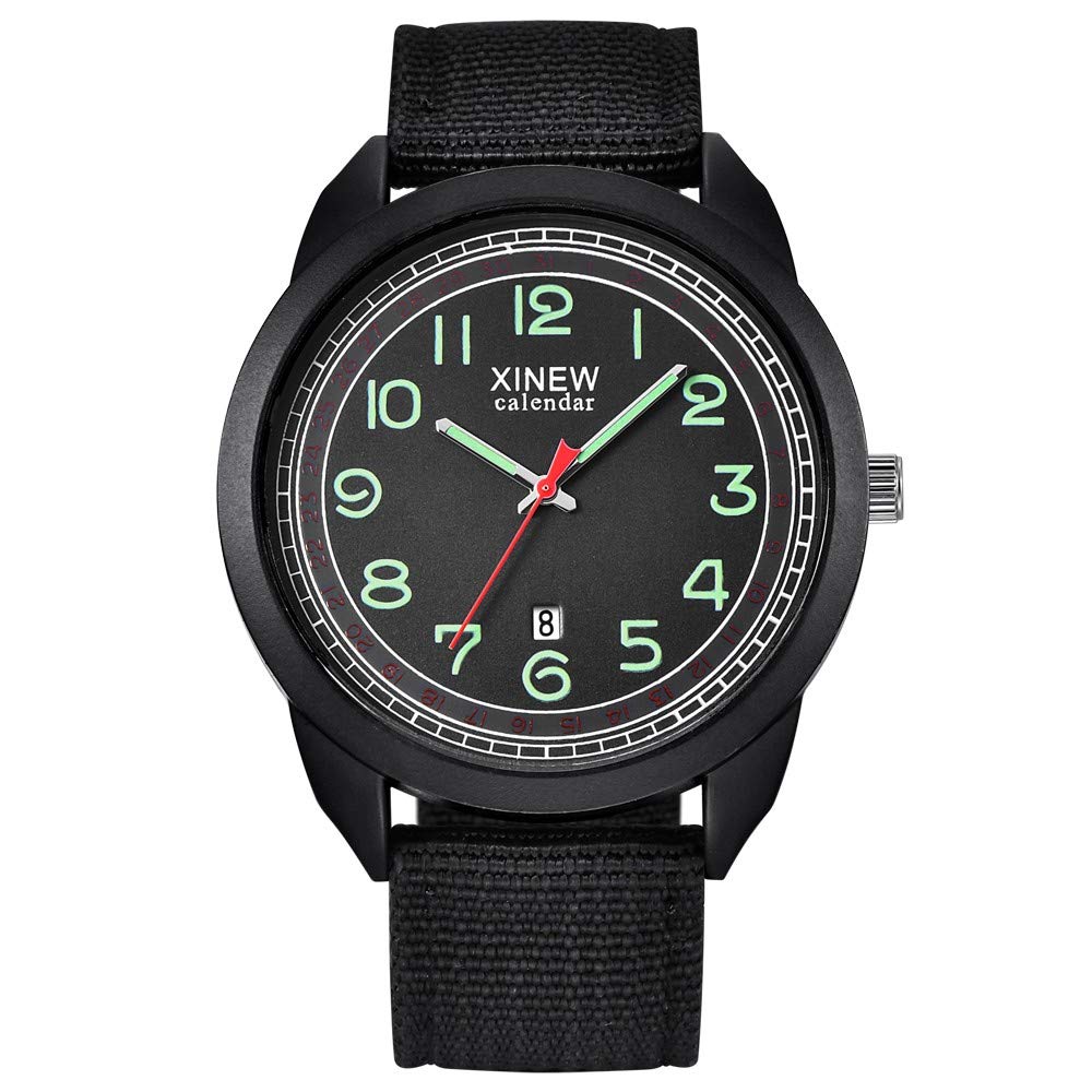Waterproof Men's Analog Quartz Watch with Date Display - Nylon Strap for Small Wrists | Perfect for Outdoor Activities, Sports & Everyday Wear