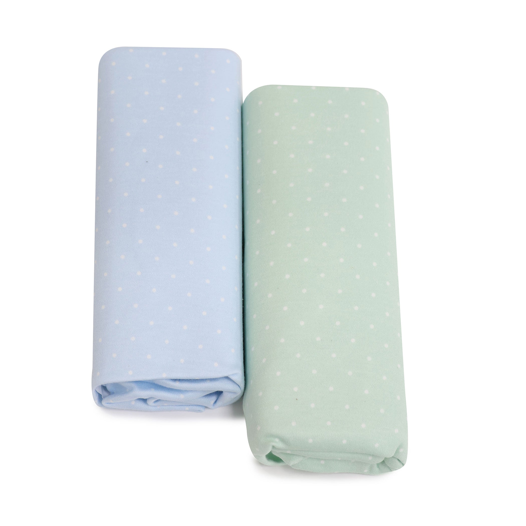 Blue & Sage Jersey Cotton Fitted Sheets 2-Pack - Soft Breathable Crib Sheets for Baby Nursery, Daycare or Travel