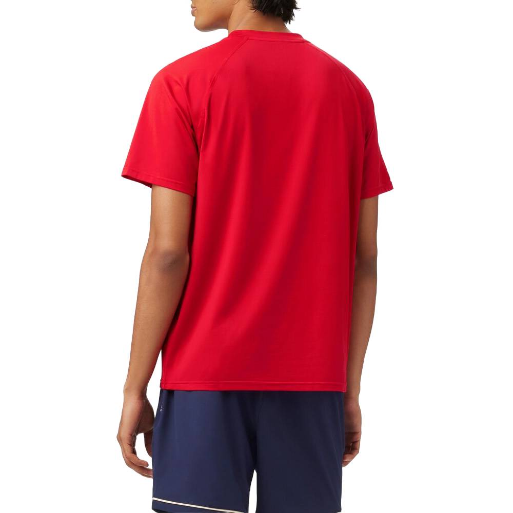 Fila Men's Short Sleeve Crewneck T-Shirt - Comfortable Cotton Casual Tee for Workout & Everyday Wear (Fila Red) - Perfect for Gym, Running, and Street Style Fashion