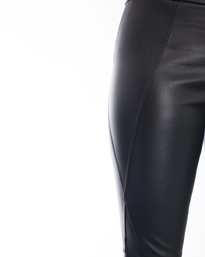 Brunello Cucinelli Black Stretch Lambskin Leggings for Women - High Waist Slim Fit Leather Pants - Perfect for Work, Date Night & Evening Events