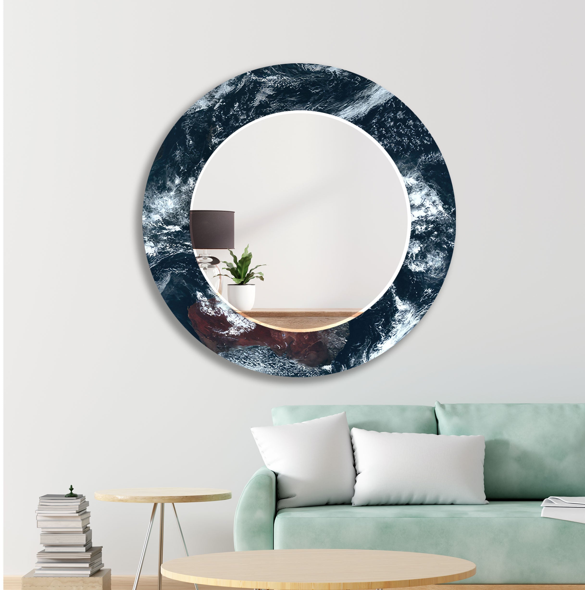 Stylish Black and White Wall Mirror - Modern Home Decor for Living Room, Bedroom, or Bathroom - Perfect for Selfies, Vanity, and Interior Design