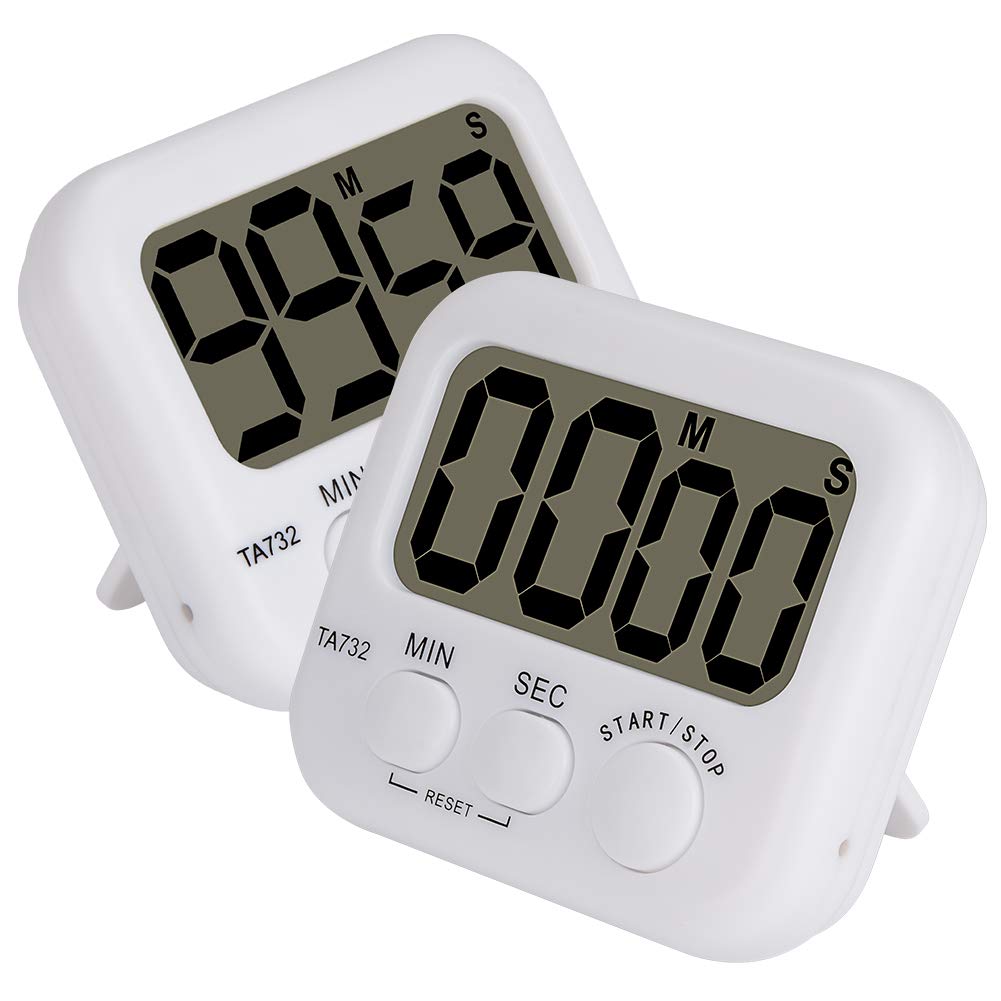 Stonylab 2-Pack Digital Timer with Loud Alarm - Magnetic Back & Large Display for Kitchen, Gym, Classroom & Office Countdown Timing
