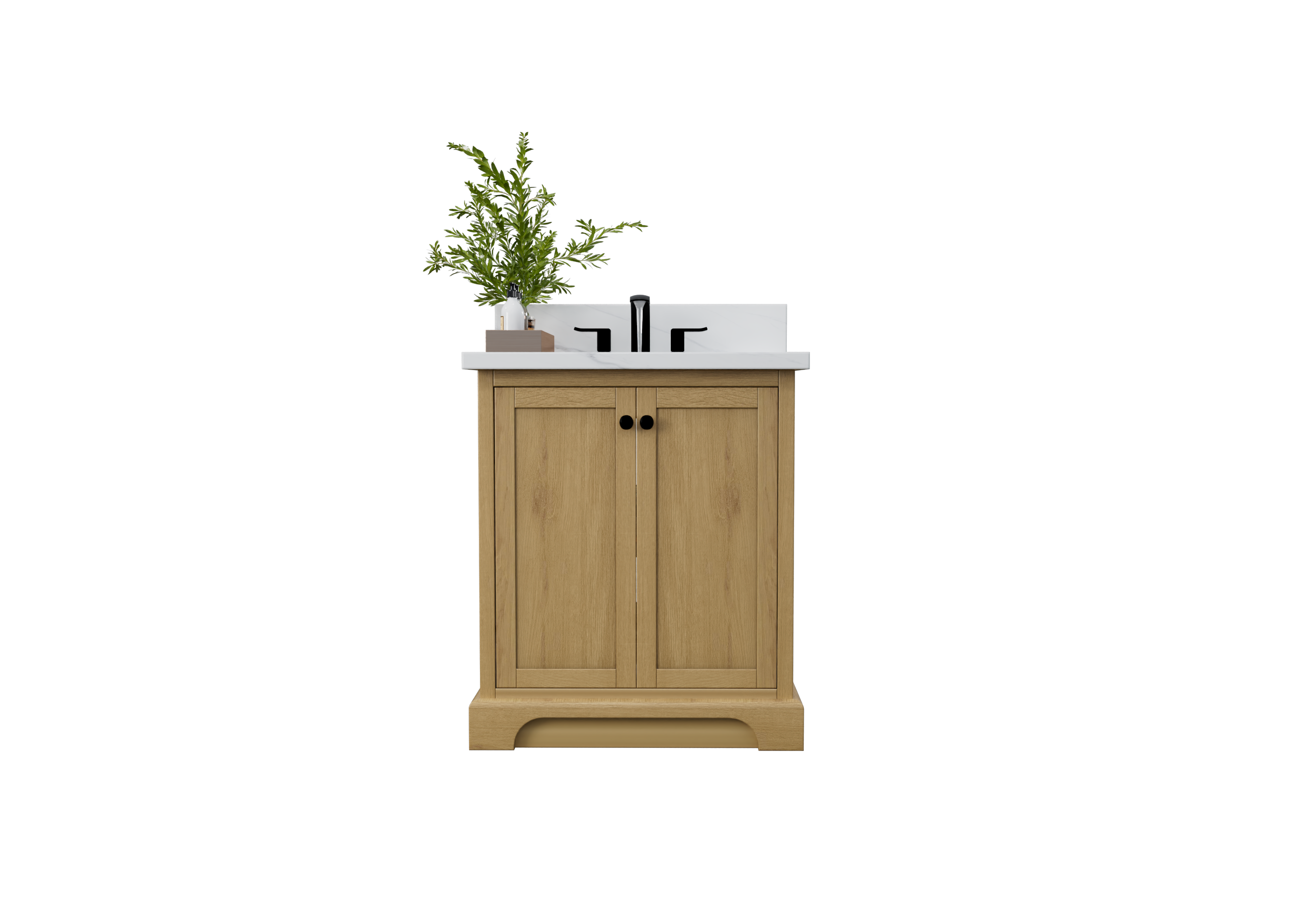 29.5 Inch Desert Oak Bathroom Vanity Cabinet - Modern Single Sink Storage for Master Bath & Powder Room - Marietta Collection