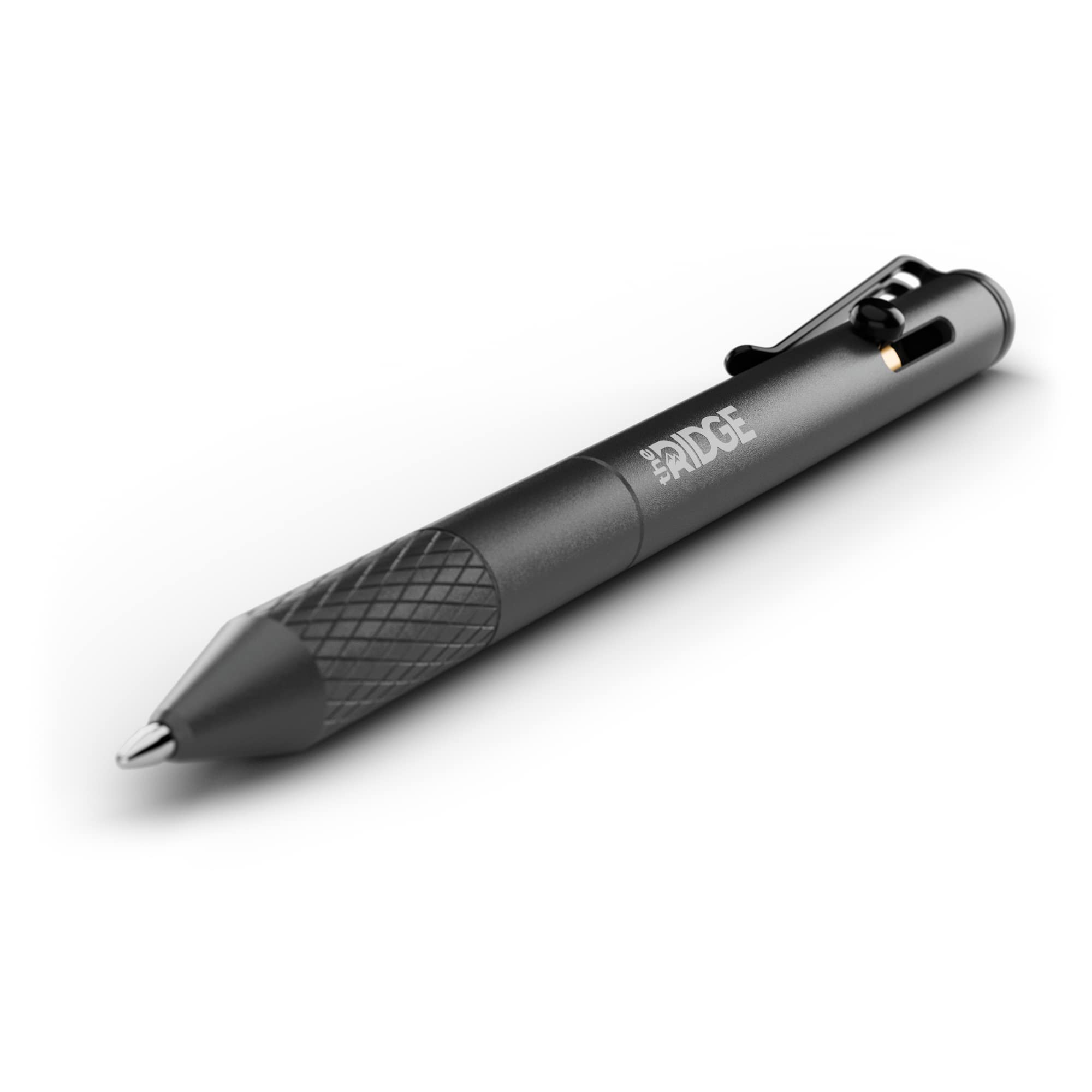 The Ridge Bolt Action Ballpoint Pen - Premium Metal Retractable Pen with Textured Grip & Pressurized Ink Refill | Compact Aluminum Writing Instrument in Gunmetal Finish | Perfect for Office, Business Meetings & Everyday Carry (EDC)