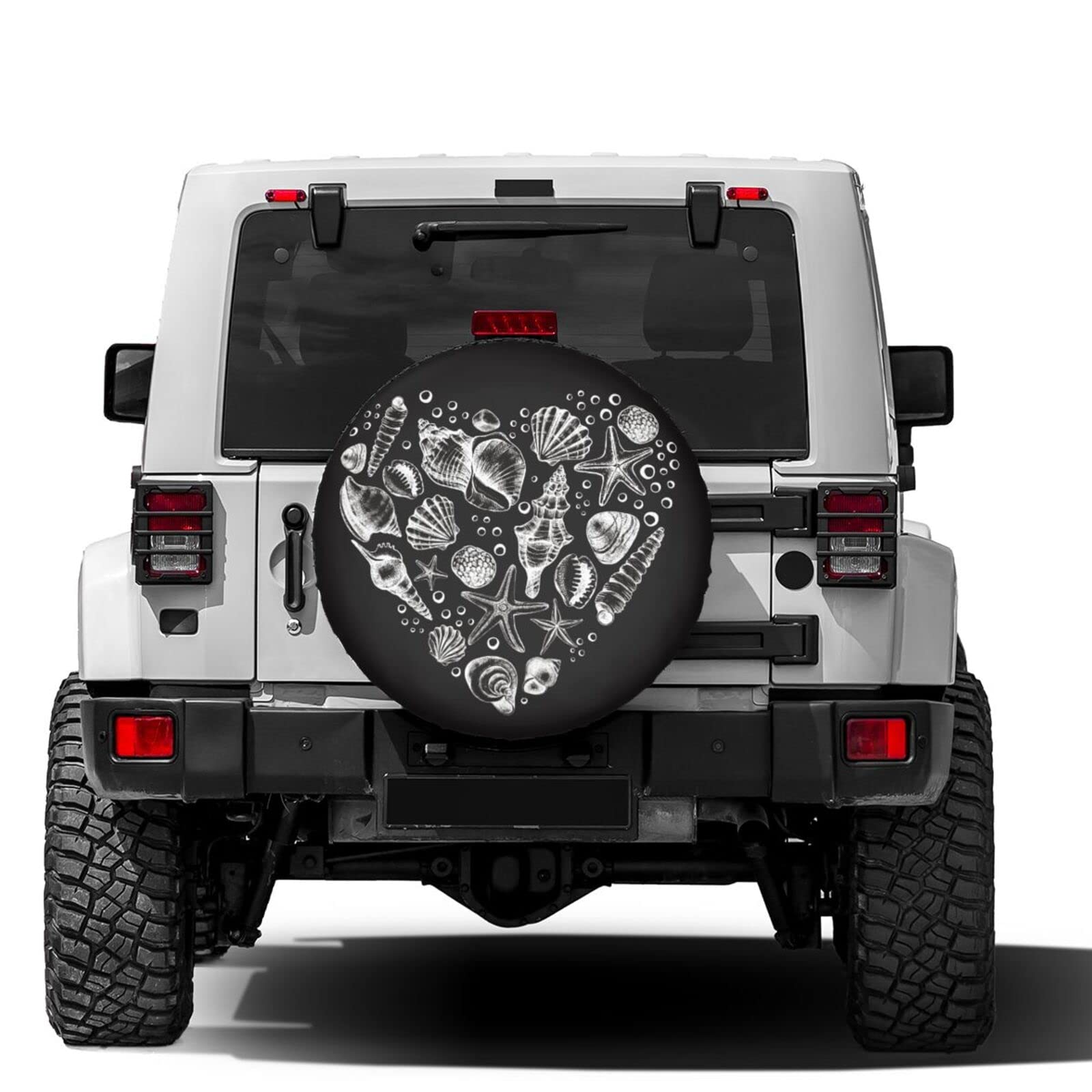 15 Inch Sea Shells Starfish Spare Tire Cover - Dust-Proof Wheel Protector for Trailers, RVs, SUVs & Vehicles | Perfect for Beach Trips & Outdoor Adventures
