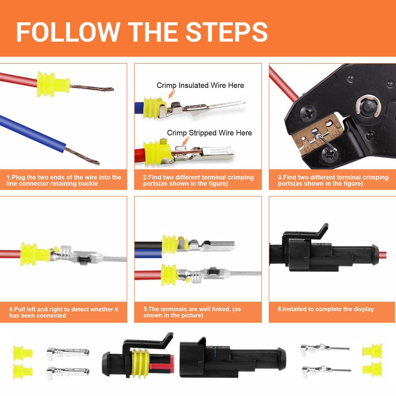 Professional Ratcheting Crimping Tool Kit with 709PCS Waterproof Automotive Wire Connectors (1/2/3/4/5/6 Pin) - Complete Electrical Wiring Solution for Cars, Trucks, Boats & DIY Projects - Ideal for Automotive Repairs, Marine Wiring & Home Electrical Work