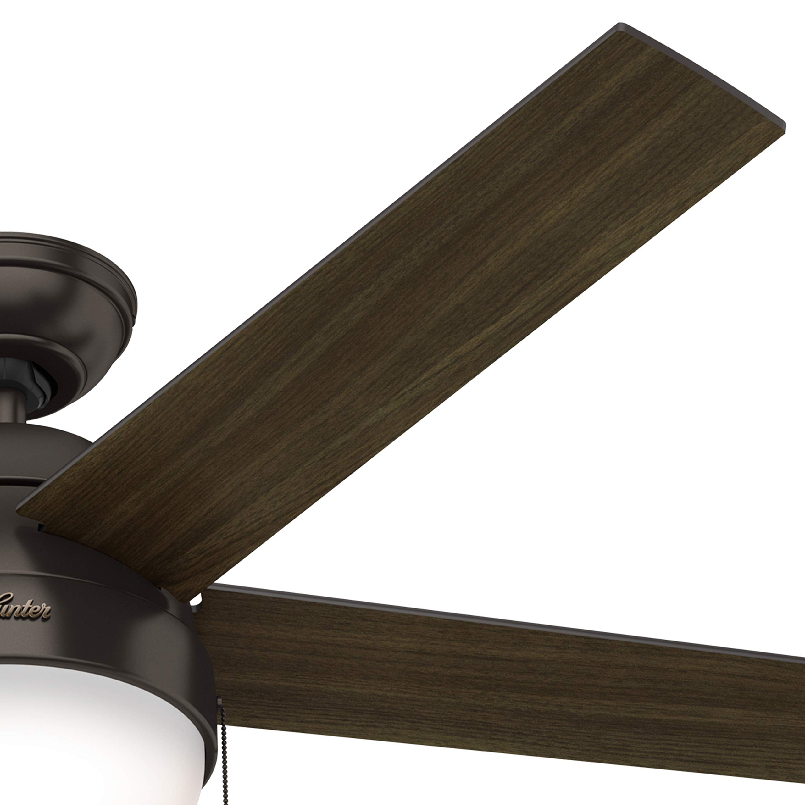 Hunter Fan 52 Inch Contemporary Bronze Ceiling Fan with Light Kit & Pull Chain - Indoor Cooling Fan for Living Room, Bedroom & Office (Renewed)