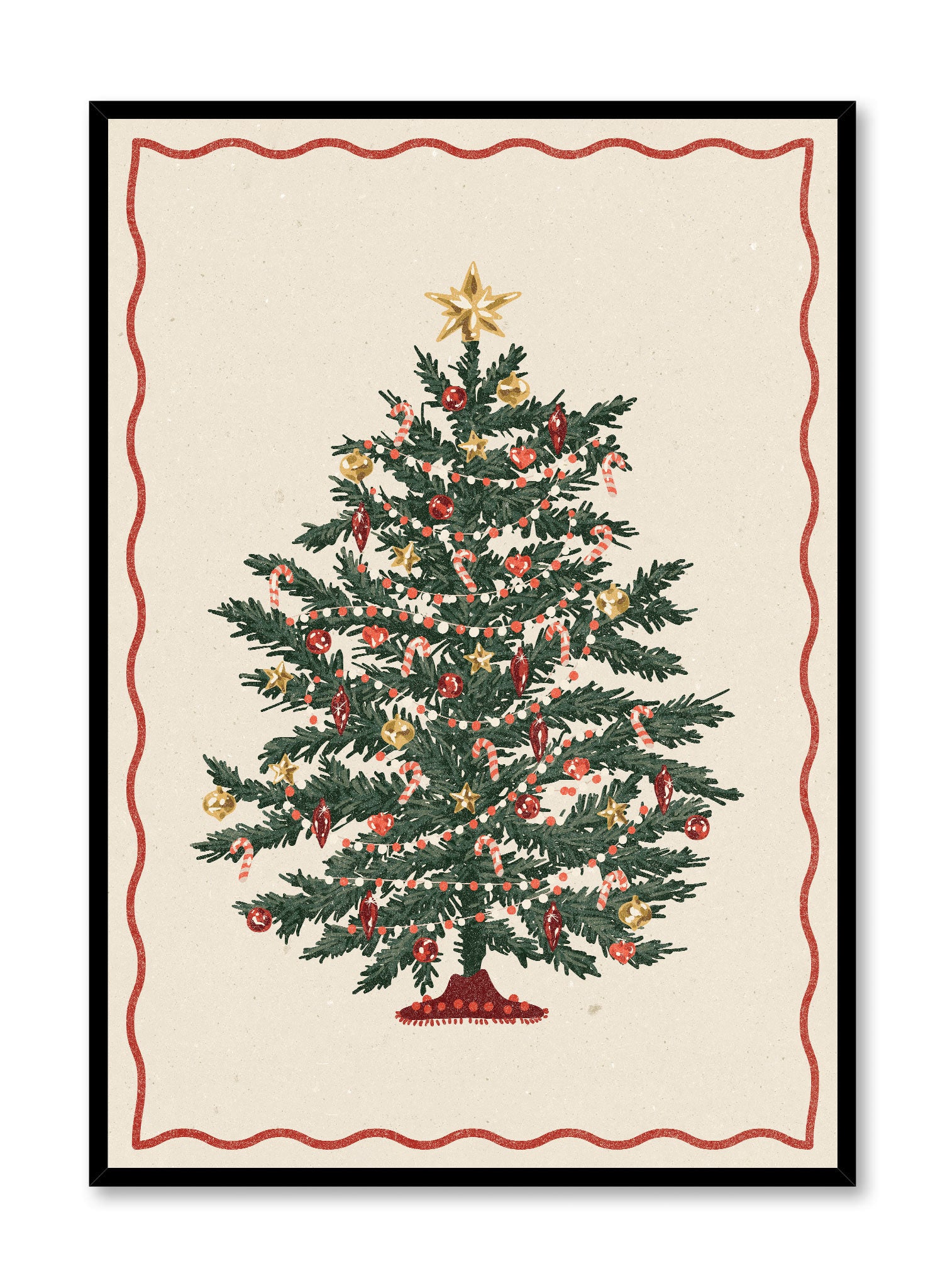 Happy Holiday Tree Poster - Festive Christmas Wall Art Decor for Home, Office & Party - Perfect for Holiday Season & Winter Decorations