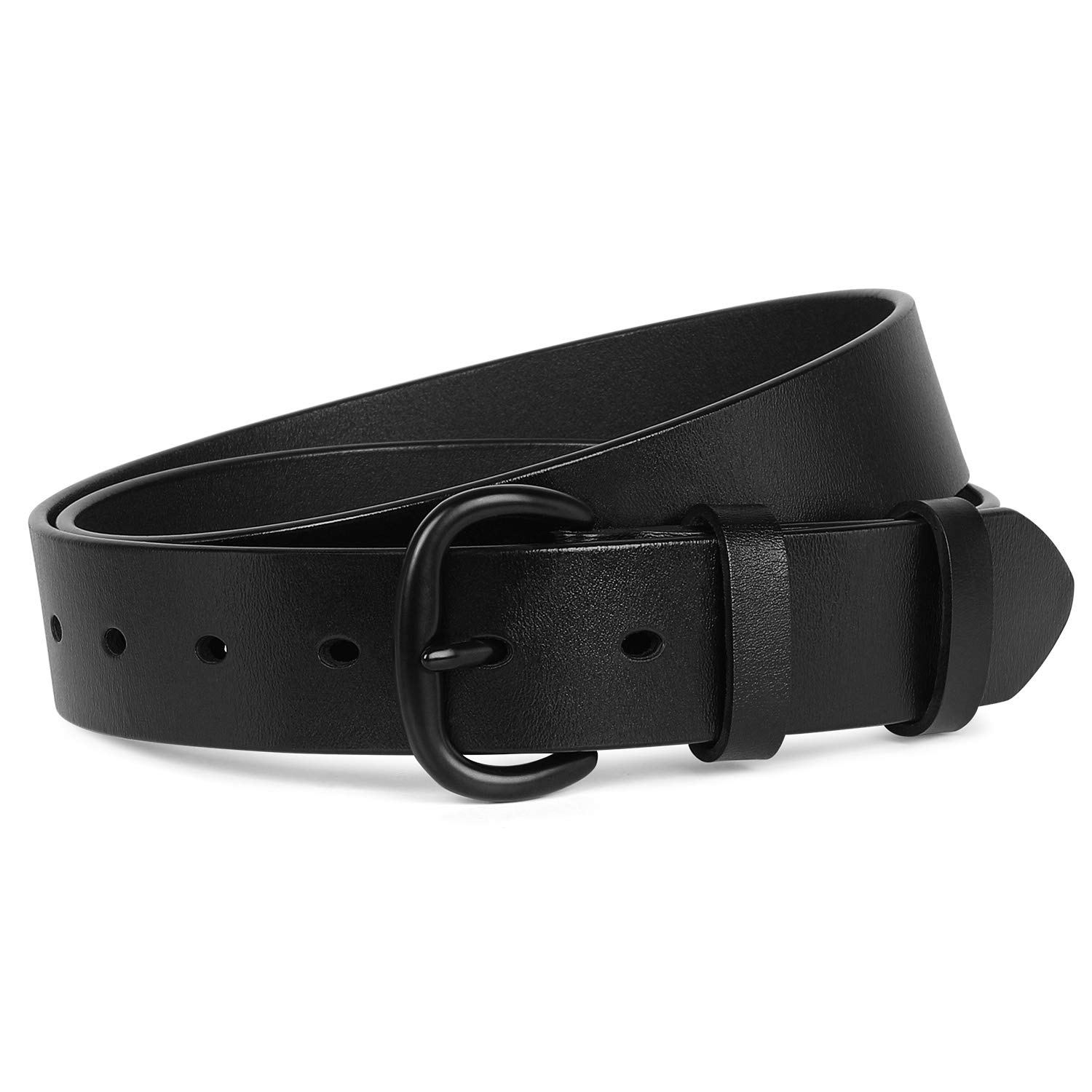 SANSTHS Women's Genuine Leather Belt for Jeans, Pants & Dresses - Adjustable Waist Belt with Pin Buckle for Ladies (Black) - Perfect for Casual, Office & Evening Outfits
