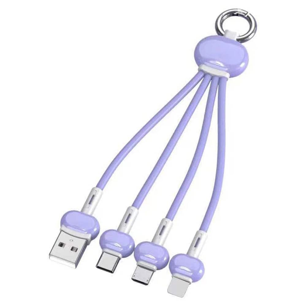 BTSEURY 3-in-1 Multi Charging Cable - Keychain Silicone Charger for iPhone (Lightning), Android (Micro USB & Type C) - Portable Travel, Home & Office Charging Solution
