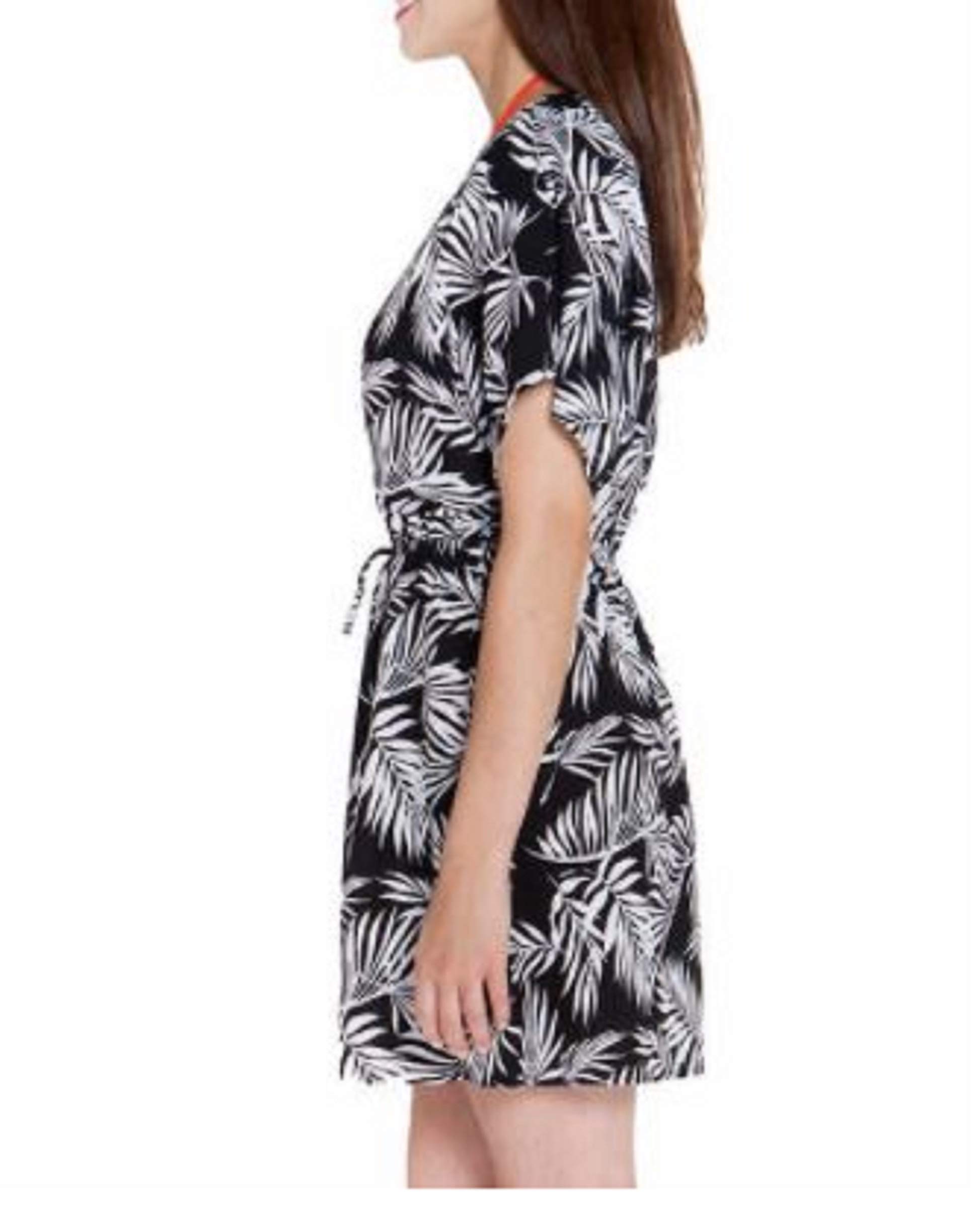 Mario Serrani Women's Beach Cover Up - Black & White Floral Print, Large Size - Lightweight Swimwear Cover-Up for Pool, Beach, and Vacation