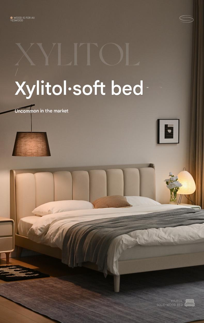 Premium Oak Solid Wood Piano Key Bed Frame with High-Tech Fabric Upholstery – Perfect for Modern Bedrooms, Guest Rooms & Luxury Home Decor