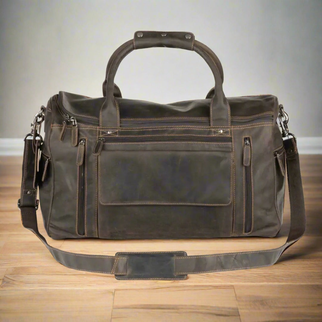 Premium Greenwood Leather Regina Large Travel Duffle Bag - Spacious Carry-On Luggage for Business Trips & Weekend Getaways | Water-Resistant & Stylish