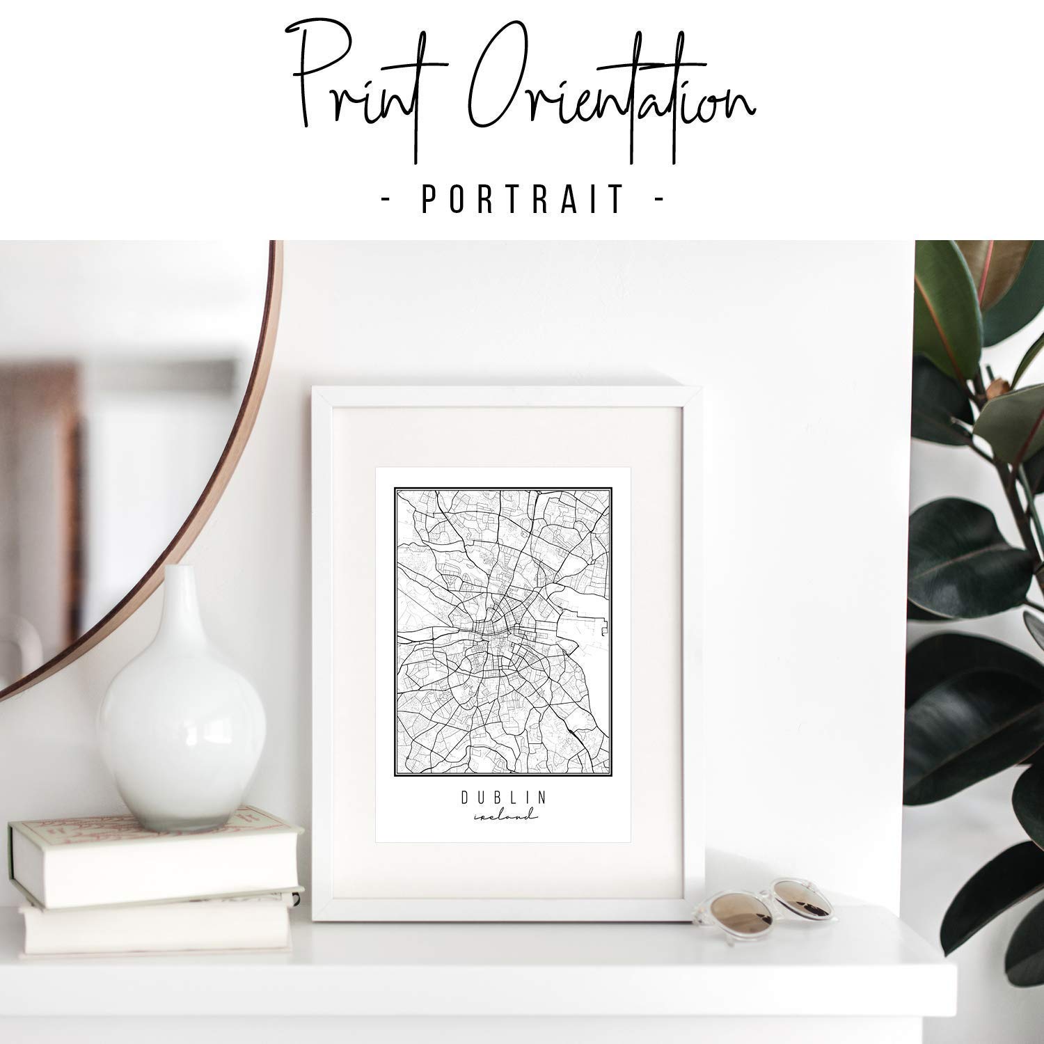 Dublin Ireland Street Map - Black and White Print Wall Art | Unframed City Map Poster | Perfect for Home Decor, Office, Travel Gifts & Irish Pride Displays